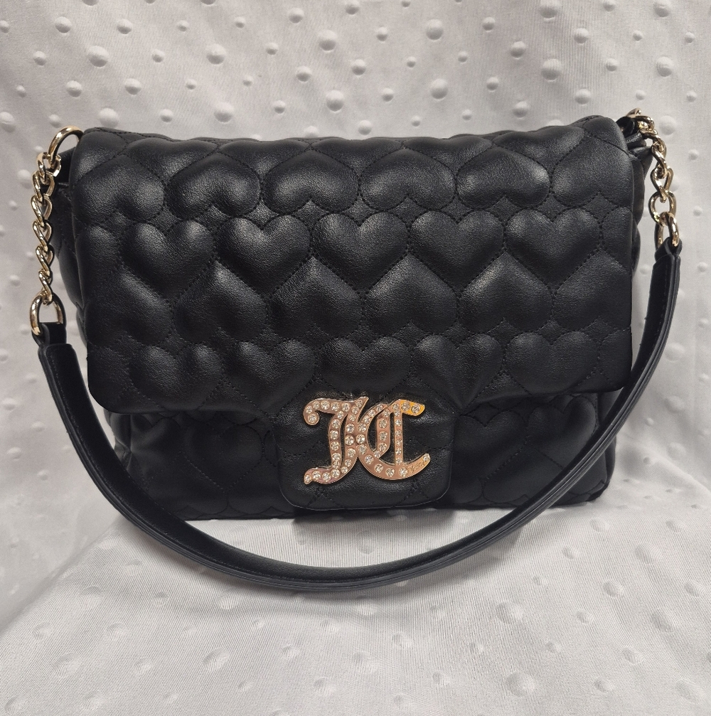 Juicy Couture Black Heart Quilted Shoulder Bag